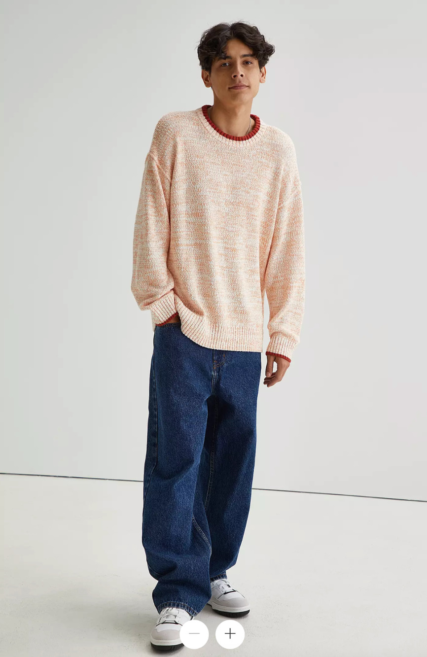 Urban Outfitters BDG Mens Clark Cotton Sweater Large Contrast Trim Elevated NEW